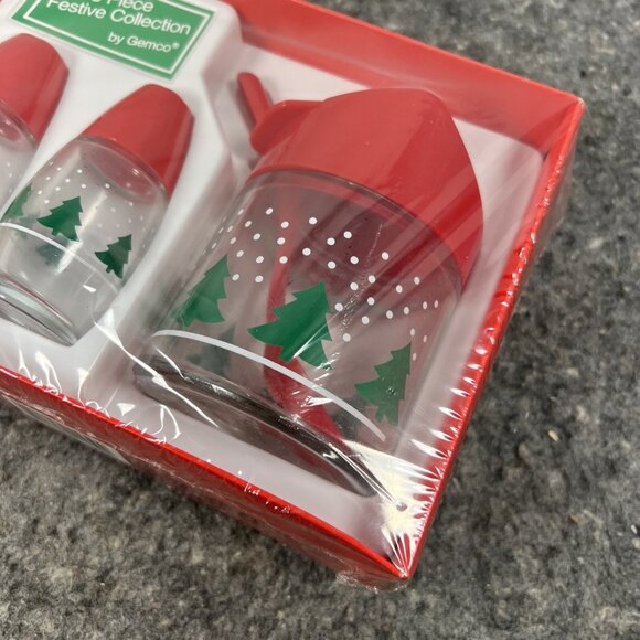 VTG Gemco 3 pc Festive Collection Salt & Pepper Shakers Sugar Pot Christmas NEW - Picture 3 of 8